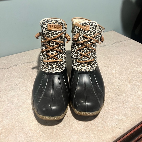Sperry WOMEN'S SALTWATER WATERPROOF Leopard DUCK BOOT - Sz. 10 - Picture 7 of 12